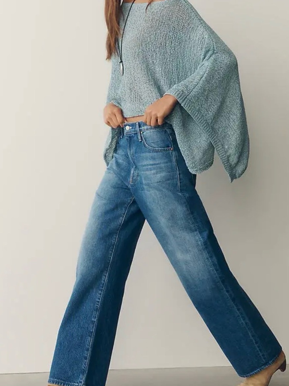 Sz27 NWT MOTHER SUPERIOR The Dodger Button Flood Wide-Leg Jeans